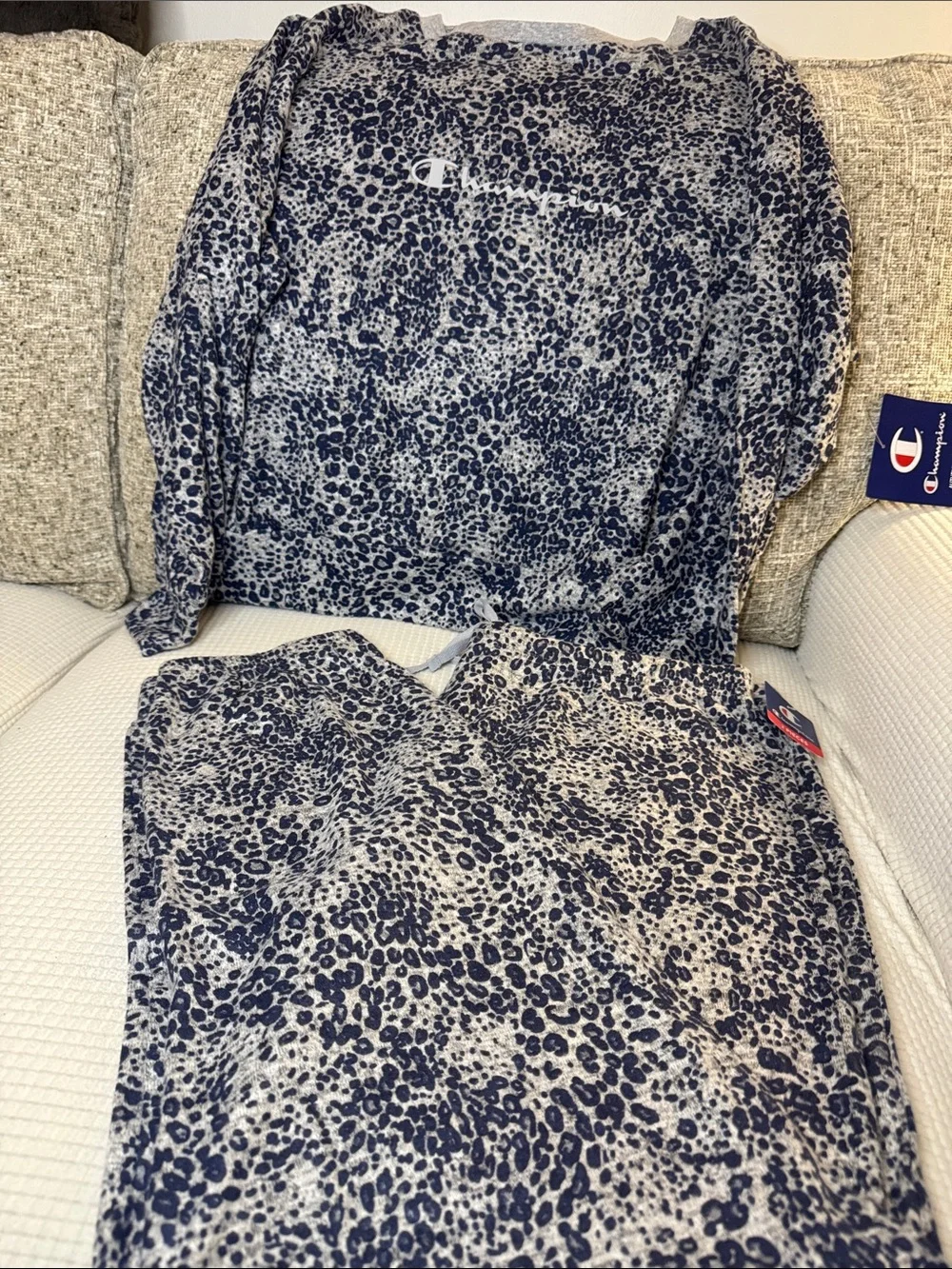 NWT Champion Navy and Gray Leopard XL Sleep set